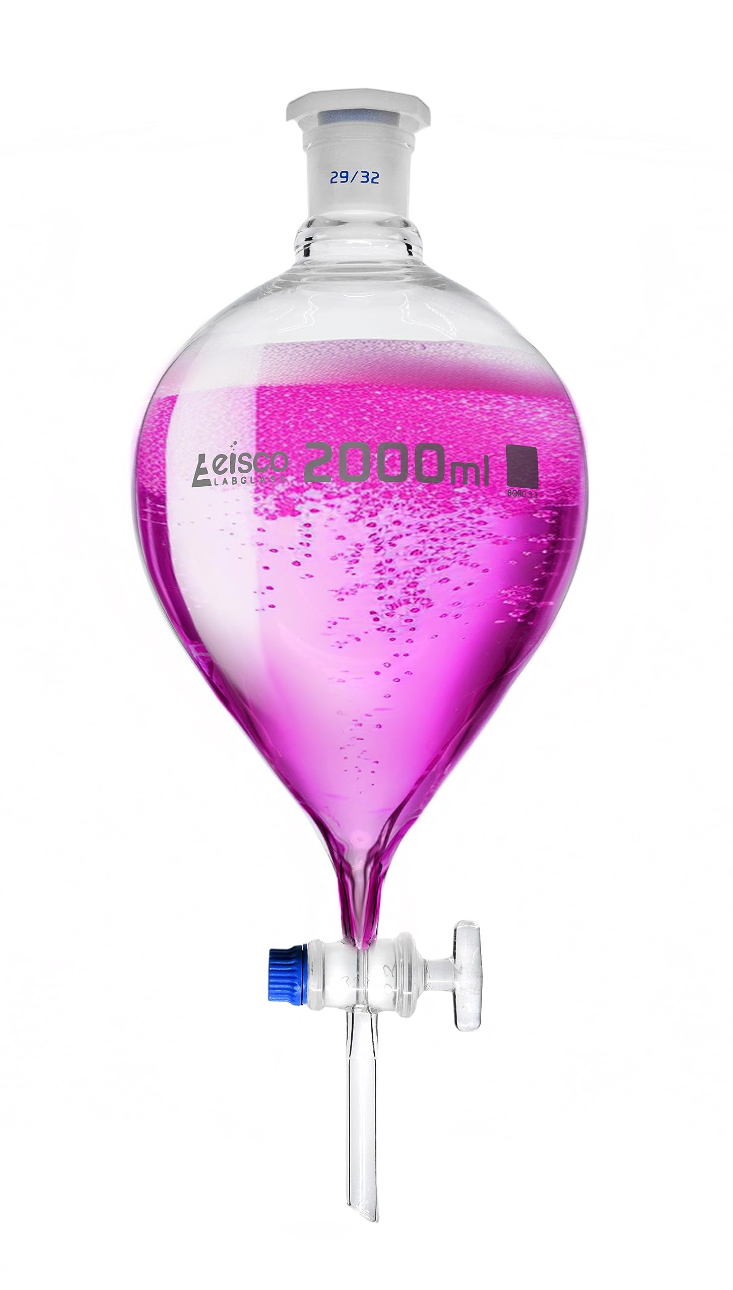 EISCO Separatory Funnel, 2000mL - Pear Shaped - 29/32 Plastic